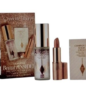 Charlotte Tilbury  cream color Lipstick/setting spray/cream Makeup Trio NIB